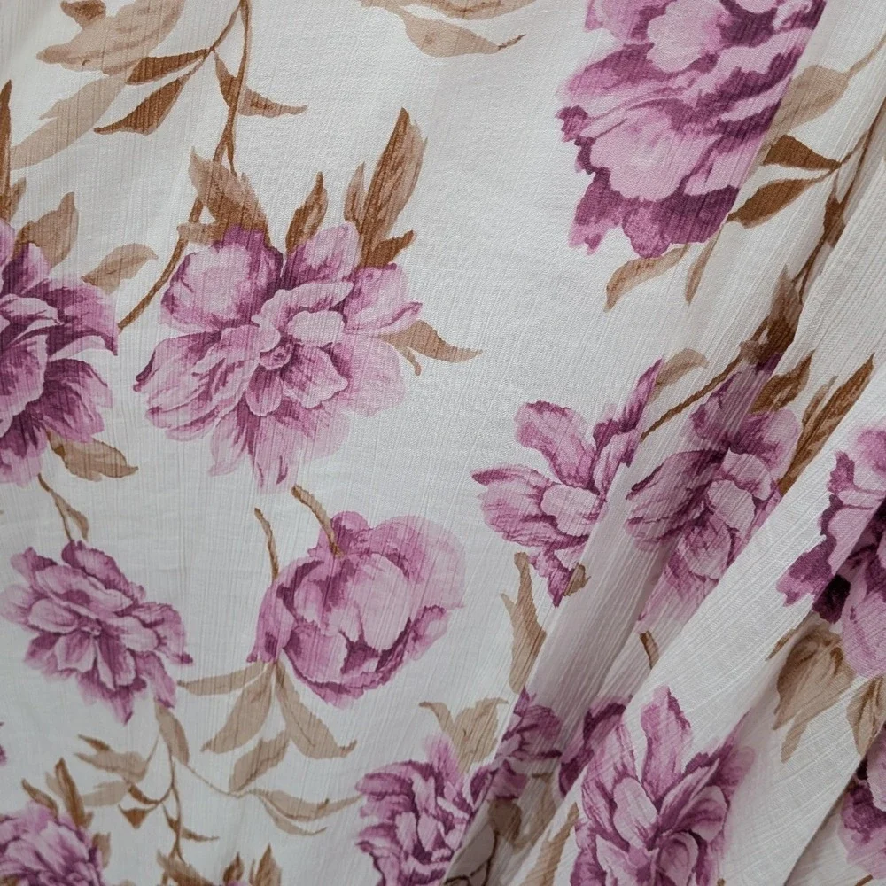 Cottagecore Milkmaid Boho Abercrombie & Fitch Floral Purple Cream L Maxi Dress